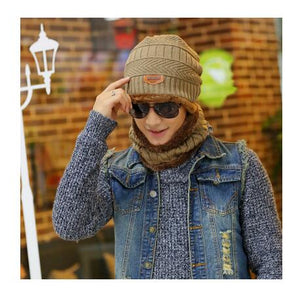 SUOGRY Neck warmer winter hat knit cap scarf cap Winter Hats For men knitted hat men Beanie Knit Hat Skullies Beanies