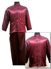 Load image into Gallery viewer, Black New  Men&#39;s Silk  Uniform Chinese Tai Chi Suit  Kung Fu Costume Shirt+Trousers Sets S M L XL XXL M3012