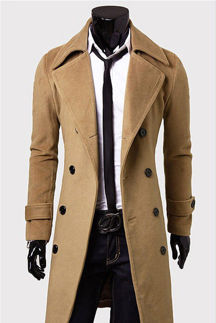 Man's coat Cloth coat 2019 British fashion of men's autumn/winter warm coat to thicken the big long coat Wool & Blends