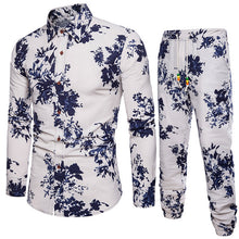 Load image into Gallery viewer, Men&#39;s Set Shirt + Trousers Two-piece Suite Ethnic costumes Fashion mens clothing Summer Casual Male Printing Dress Plus Size 5XL