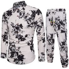 Load image into Gallery viewer, Men&#39;s Set Shirt + Trousers Two-piece Suite Ethnic costumes Fashion mens clothing Summer Casual Male Printing Dress Plus Size 5XL