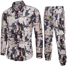 Load image into Gallery viewer, Men&#39;s Set Shirt + Trousers Two-piece Suite Ethnic costumes Fashion mens clothing Summer Casual Male Printing Dress Plus Size 5XL