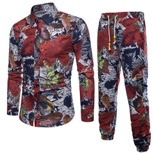 Load image into Gallery viewer, Men&#39;s Set Shirt + Trousers Two-piece Suite Ethnic costumes Fashion mens clothing Summer Casual Male Printing Dress Plus Size 5XL