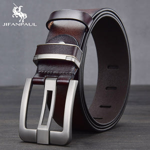 JIFANPAUL Brand Genuine Men's Leather Fashion Belt Alloy Material Pin Buckle Business Retro Men's Jeans Wild High Quality  Belts