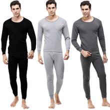 Load image into Gallery viewer, Men&#39;s Solid Winter Thermal Suit Circular Collar Pure Color Cashmere Long Sleeve Daily Underwear Set