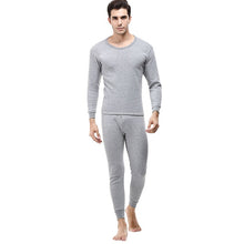 Load image into Gallery viewer, Men&#39;s Solid Winter Thermal Suit Circular Collar Pure Color Cashmere Long Sleeve Daily Underwear Set