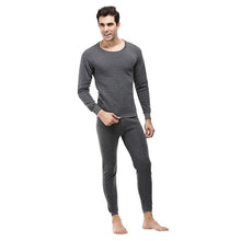 Load image into Gallery viewer, Men&#39;s Solid Winter Thermal Suit Circular Collar Pure Color Cashmere Long Sleeve Daily Underwear Set