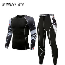 Load image into Gallery viewer, GYMMENS Men&#39;s Fitness Gym Compression Tights Sports Cloths Exercise Suits Long Sleeve Tights Set for Men