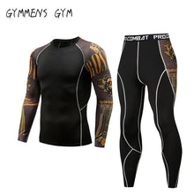 Load image into Gallery viewer, GYMMENS Men&#39;s Fitness Gym Compression Tights Sports Cloths Exercise Suits Long Sleeve Tights Set for Men