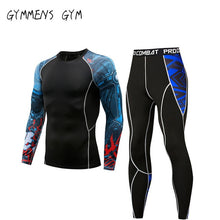 Load image into Gallery viewer, GYMMENS Men&#39;s Fitness Gym Compression Tights Sports Cloths Exercise Suits Long Sleeve Tights Set for Men