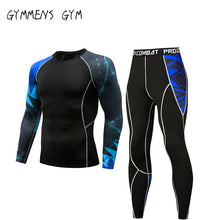 Load image into Gallery viewer, GYMMENS Men&#39;s Fitness Gym Compression Tights Sports Cloths Exercise Suits Long Sleeve Tights Set for Men