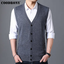 Load image into Gallery viewer, COODRONY Sweater Men Autumn Winter Warm Cashmere Wool Cardigan Men Classic Sleeveless V-Neck Mens Sweaters Cardigans Coats 91022