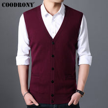 Load image into Gallery viewer, COODRONY Sweater Men Autumn Winter Warm Cashmere Wool Cardigan Men Classic Sleeveless V-Neck Mens Sweaters Cardigans Coats 91022