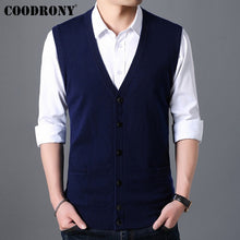 Load image into Gallery viewer, COODRONY Sweater Men Autumn Winter Warm Cashmere Wool Cardigan Men Classic Sleeveless V-Neck Mens Sweaters Cardigans Coats 91022