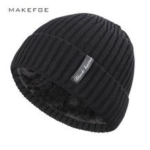 Load image into Gallery viewer, 2019 winter men&#39;s hat winter letter label velvet thick men and women knit hat outdoor warm thickening casual design men&#39;s peas