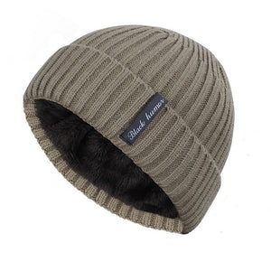 2019 winter men's hat winter letter label velvet thick men and women knit hat outdoor warm thickening casual design men's peas