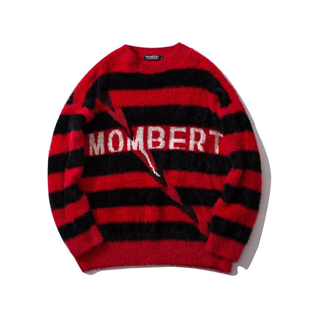 Harajuku Stripe Sweaters Men Hip Hop Loose Pullover Sweater Streetwear Male Female Fashion Winter 2019 Clothing WG588