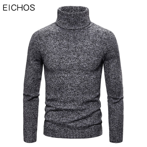 Winter Sweater Men Solid Color Turtleneck Sweaters Warm Casual Knitted Pullovers 2019 New Brand Thick Warm Sweater Hombre EICHOS