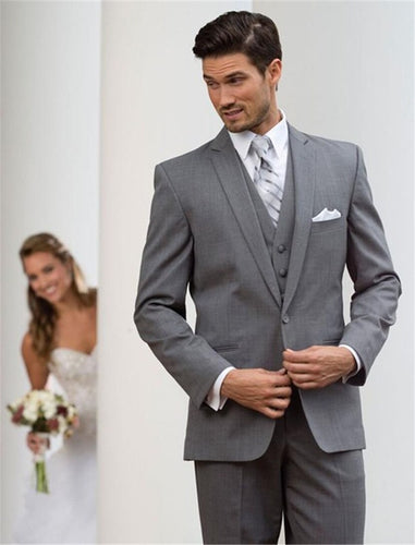 New style Best Sellers Notch Lapel Two Buttons Charcoal Gray Groom Tuxedos Suit Wedding Men's suits( jacket+Pants+vest+tie)