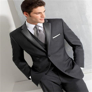 New style Best Sellers Notch Lapel Two Buttons Charcoal Gray Groom Tuxedos Suit Wedding Men's suits( jacket+Pants+vest+tie)