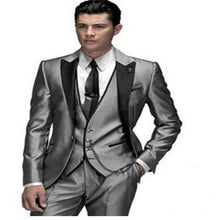 Load image into Gallery viewer, New style Best Sellers Notch Lapel Two Buttons Charcoal Gray Groom Tuxedos Suit Wedding Men&#39;s suits( jacket+Pants+vest+tie)