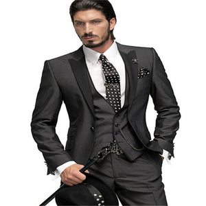 New style Best Sellers Notch Lapel Two Buttons Charcoal Gray Groom Tuxedos Suit Wedding Men's suits( jacket+Pants+vest+tie)