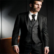 Load image into Gallery viewer, New style Best Sellers Notch Lapel Two Buttons Charcoal Gray Groom Tuxedos Suit Wedding Men&#39;s suits( jacket+Pants+vest+tie)