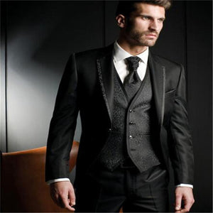 New style Best Sellers Notch Lapel Two Buttons Charcoal Gray Groom Tuxedos Suit Wedding Men's suits( jacket+Pants+vest+tie)