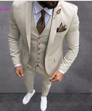 Load image into Gallery viewer, Best Sellers Notched Lapel Two Button Gray High quality Groom Tuxedos Suit Wedding Men&#39;s suits ( jacket+Pants+vest+tie)