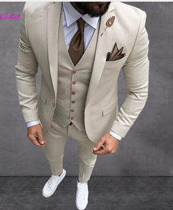 Best Sellers Notched Lapel Two Button Gray High quality Groom Tuxedos Suit Wedding Men's suits ( jacket+Pants+vest+tie)