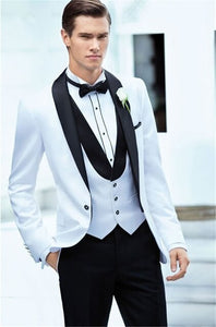 Best Sellers Notched Lapel Two Button Gray High quality Groom Tuxedos Suit Wedding Men's suits ( jacket+Pants+vest+tie)