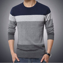 Load image into Gallery viewer, Autumn Casual Men Sweater O-Neck Striped Slim Knittwear Sweaters Mens Pullovers Long Sleeve Thin Sweater Male Tops M-3XL