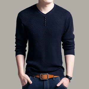 Autumn Winter Henley Neck Sweater Men Cashmere Pullover Christmas Sweater Mens Knitted Sweaters Pull Homme Jersey Hombre 2019