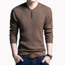 Load image into Gallery viewer, Autumn Winter Henley Neck Sweater Men Cashmere Pullover Christmas Sweater Mens Knitted Sweaters Pull Homme Jersey Hombre 2019