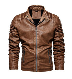 Men's Winter Leather Jacket Motorcycle Biker PU Leather Coats Male Outerwear Fashion Warm Thicken Faux Wool Liner Jacket M-5XL