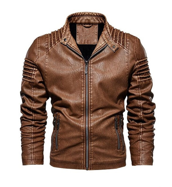 Men's Winter Leather Jacket Motorcycle Biker PU Leather Coats Male Outerwear Fashion Warm Thicken Faux Wool Liner Jacket M-5XL