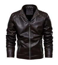 Load image into Gallery viewer, Men&#39;s Winter Leather Jacket Motorcycle Biker PU Leather Coats Male Outerwear Fashion Warm Thicken Faux Wool Liner Jacket M-5XL