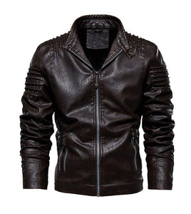 Men's Winter Leather Jacket Motorcycle Biker PU Leather Coats Male Outerwear Fashion Warm Thicken Faux Wool Liner Jacket M-5XL