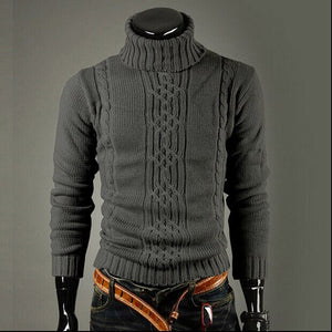 Men'S Sweater Jacquard Hedging Men'S Turtleneck Solid Casual Sweater Pullover Male Brand Men's Slim Sweaters Knitted Pullovers