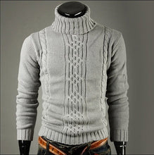 Load image into Gallery viewer, Men&#39;S Sweater Jacquard Hedging Men&#39;S Turtleneck Solid Casual Sweater Pullover Male Brand Men&#39;s Slim Sweaters Knitted Pullovers