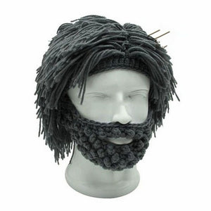 Handmade Knitted Men Winter Crochet Mustache Hat Beard Beanies Face Tassel Bicycle Mask Ski Warm Cap Funny Hat Gift