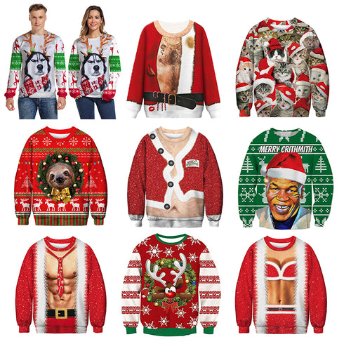 Men's sweater pull homme Ugly Christmas Sweater Santa Claus 3d Loose Hoodie Men Women christmas sweater men pull noel homme
