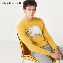 Load image into Gallery viewer, SELECTED Men&#39;s Wool-blend Pullovers Animal White Bear Pattern Sweatshirt O-Neck Long-sleeved Knitted Sweater S | 418424509