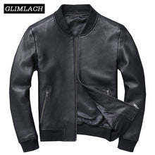 Load image into Gallery viewer, Autumn Genuine Leather Large Size Aviation Flight Pilot Leather Jacket Real Sheepskin Men Bomber Jacket Slim Black Aviator Coats