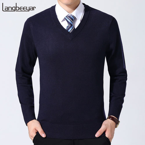 2019 New Fashion Brand Sweater Men Pullover Solid Color Slim Fit Jumpers Knitwear Warm Winter Korean Style  Casual Men Clothes