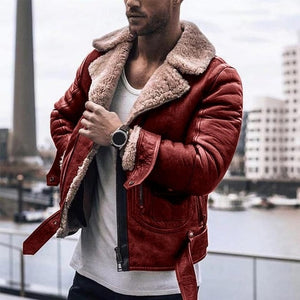 Men Coat Jacket Autumn Faux Leather Plus Size Casual Fashion Winter Fluffy