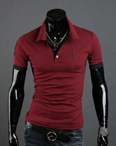 Summer Fashion Men Short-Sleeved Casual Style Fashion Short-Sleeved Top Popular Fashion Polo-shirt Solid Color Shirt