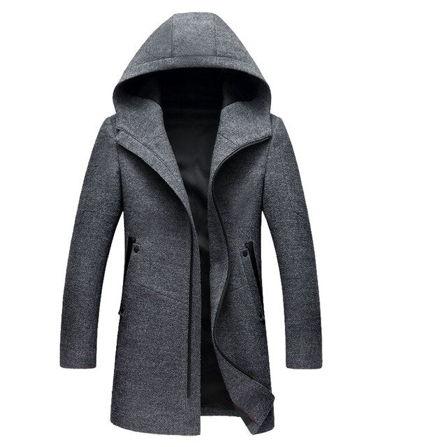 Men's Woolen Coat Men Winter And Autumn Plus Size casual cloth Slim Coat Man Winter Fashion Simple Style Trend Long Outercoat