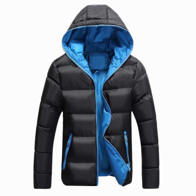 Autumn & Winter Men Hooded Thick Solid Color down Jacket Cotton-padded Clothes Large Size Casual Trend 8039 Cotton-padded Clothe