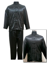 Load image into Gallery viewer, Black New  Men&#39;s Silk  Uniform Chinese Tai Chi Suit  Kung Fu Costume Shirt+Trousers Sets S M L XL XXL M3012